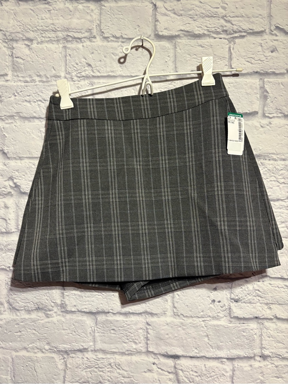 Simons Plaid Mini Skirt/Skort in Gray Size XS NWT